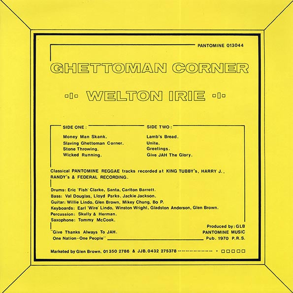 Welton Irie - Ghetto Man Corner
