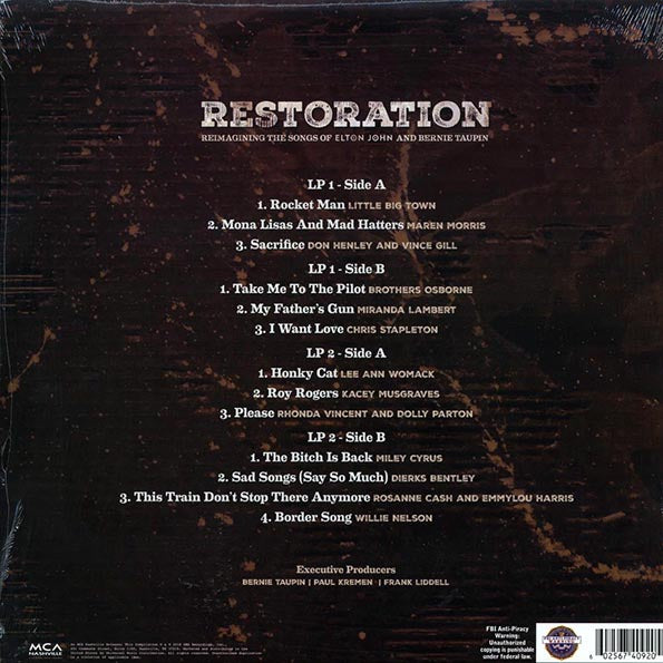 Miley Cyrus, Dollie Parton, Willie Neslon, Little Big Town, Chris Stapleton, Etc. - Restoration: Reimaging The Songs Of Elton John And Bernie Taupin